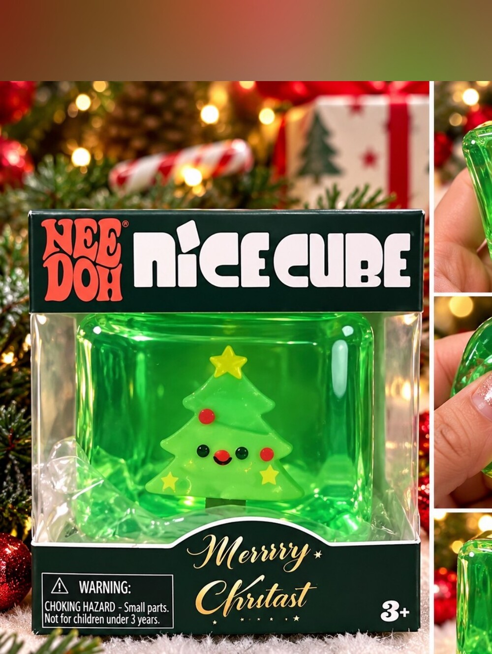 NeeDoh Ice  Cube Green Christmas Tree Squishy